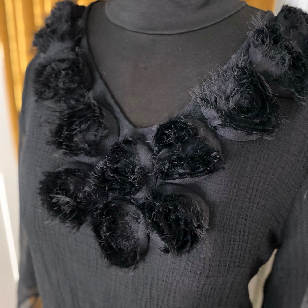 Sheer Black Rose Beach Coverup